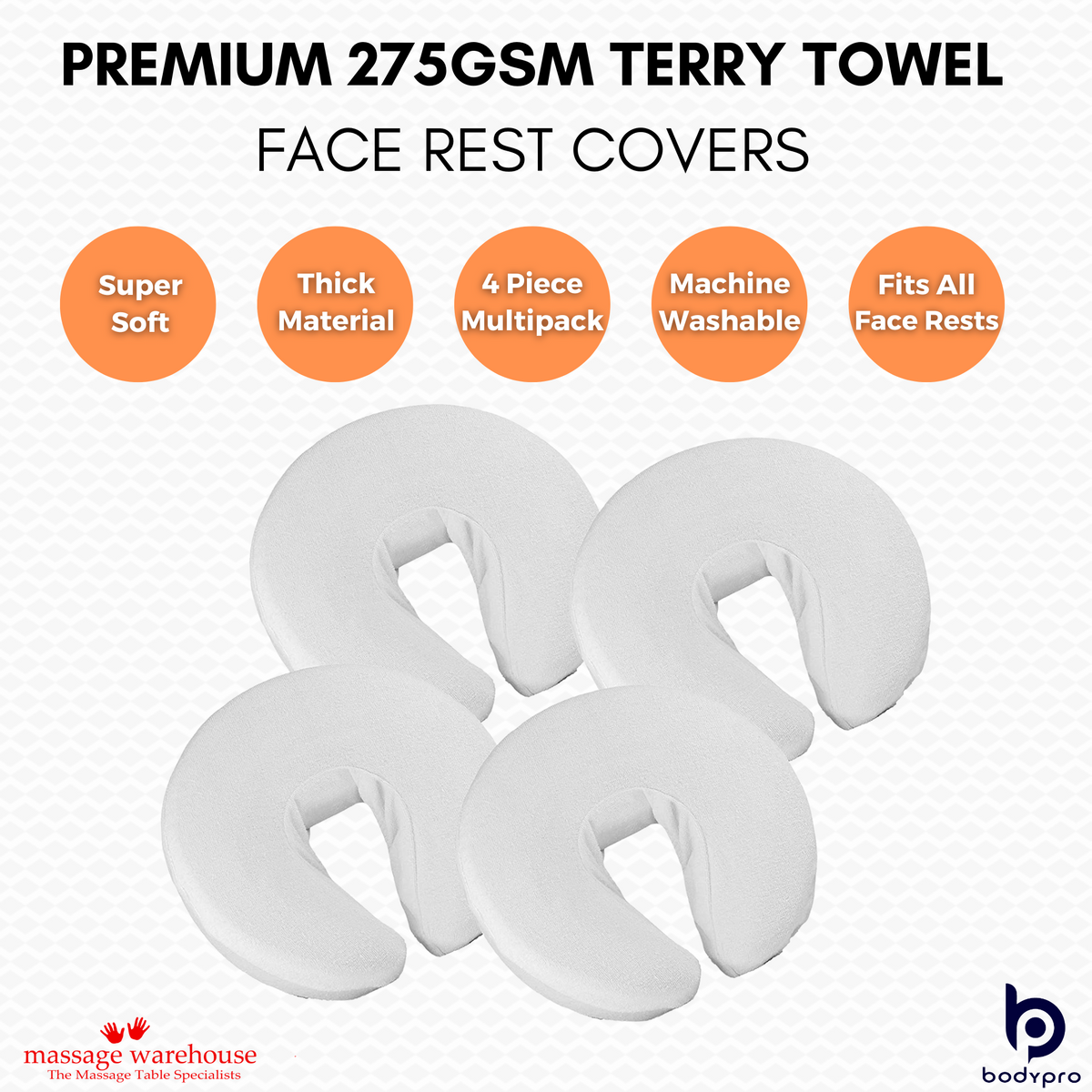 TERRY TOWEL FITTED FACE REST CRADLE COVER (Pack of 4)