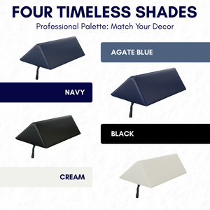 Four color options for a product palette: Agate Blue, Navy, Black, and Cream.