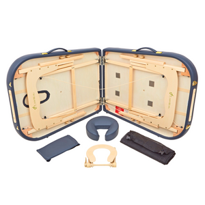 Massage Warehouse Earthworks Comfort Flat Portable Lightweight Treatment Table Couch Wooden Navy Black Agate Blue Cream 4