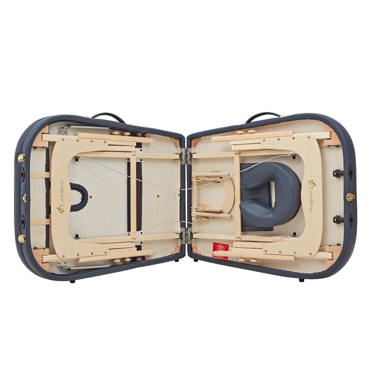 Massage Warehouse Earthworks Comfort Liftback Portable Lightweight Treatment Couch Bed Wooden Navy Black Agate Blue Cream