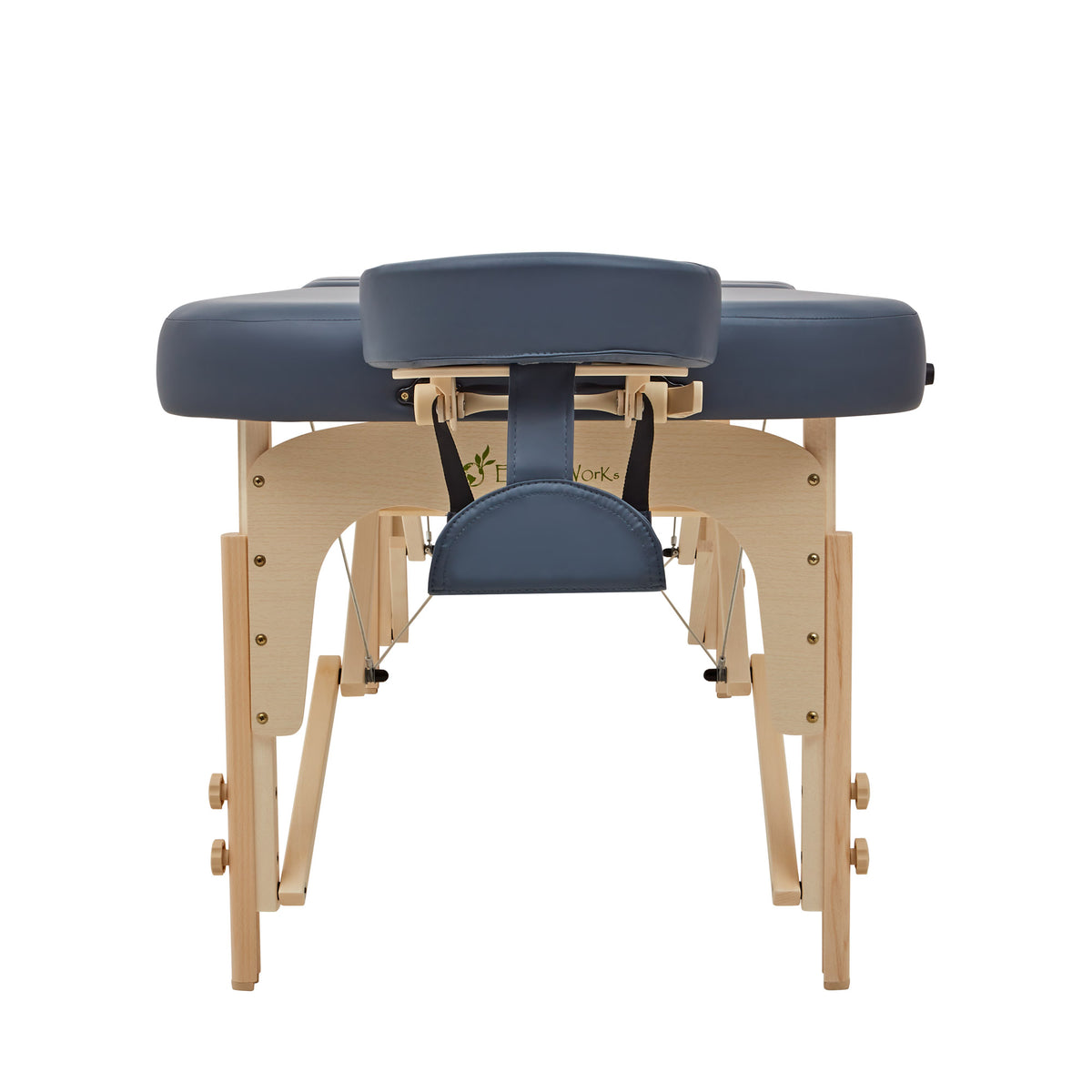 Massage Warehouse Earthworks Comfort Liftback Portable Lightweight Treatment Couch Bed Wooden Navy Black Agate Blue Cream