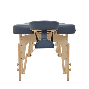 Massage Warehouse Earthworks Comfort Liftback Portable Lightweight Treatment Couch Bed Wooden Navy Black Agate Blue Cream