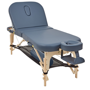 Massage Warehouse Earthworks Comfort Liftback Portable Lightweight Treatment Table Couch Wood Black Navy 11(2)