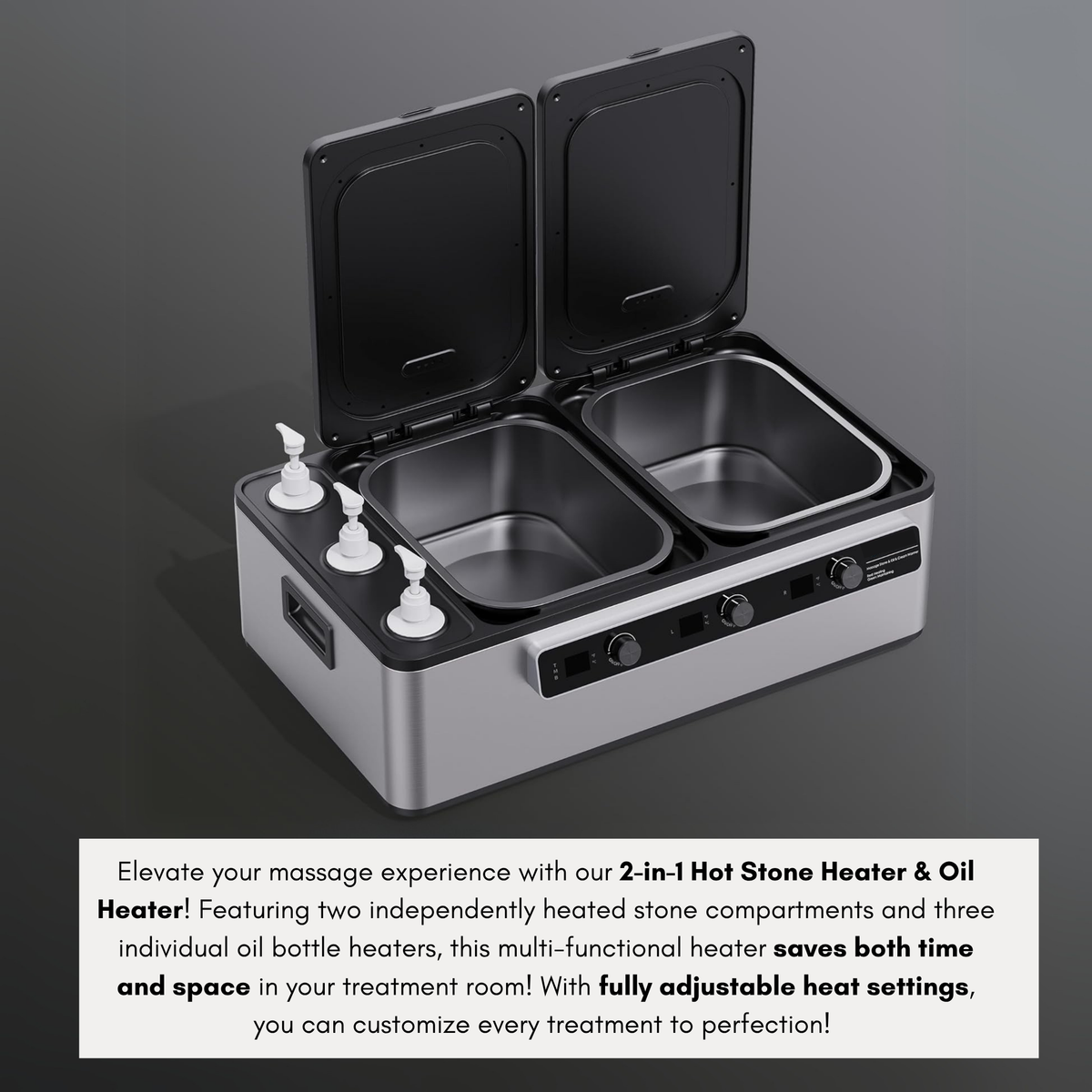 DELUXE MULTIFUNCTION HOT STONE HEATER & OIL WARMER COMBO WITH LED DISPLAY