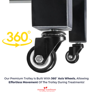 PREMIUM SOLID WOOD 3-SHELF TROLLEY WITH WHEELS