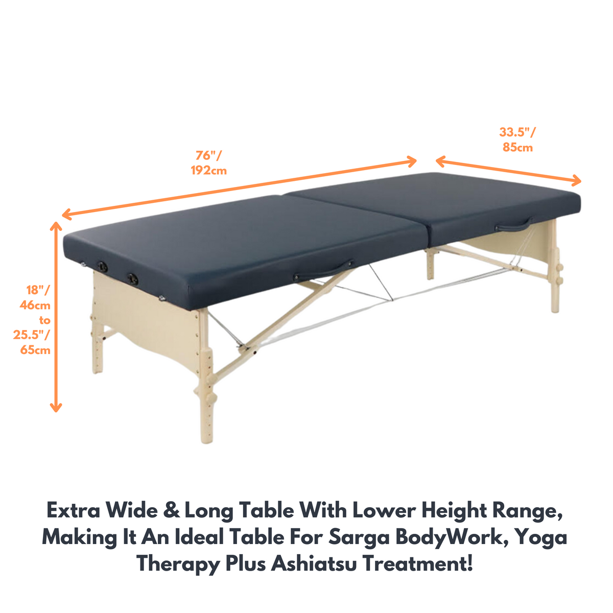 EARTHWORKS TITAN - 750lbs HIGH STRENGTH - EXTRA WIDE - LOW HEIGHT BODYWORK MASSAGE TABLE