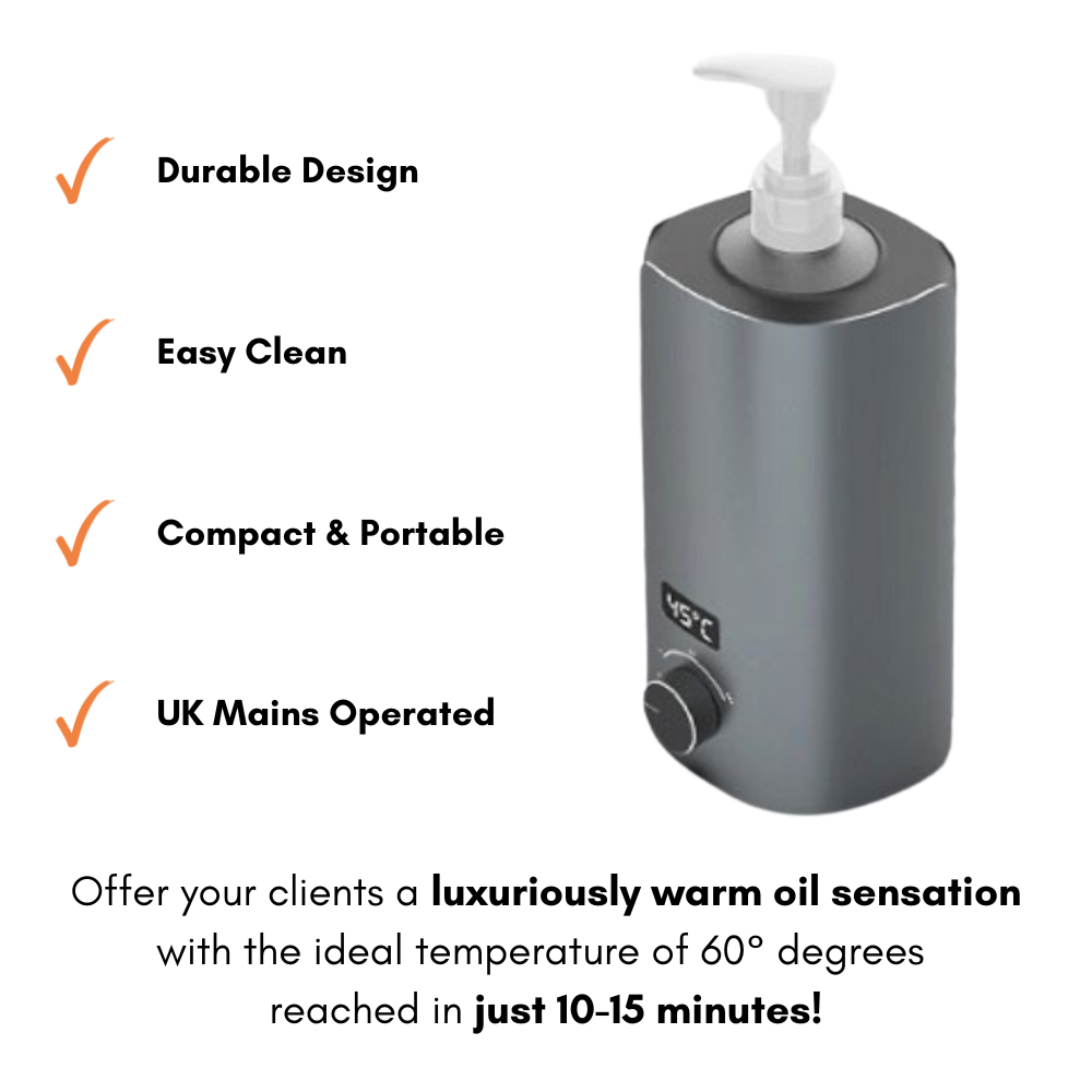 DELUXE MASSAGE OIL WARMER - EASY ADJUST & DIGITAL TEMPERATURE DISPLAY