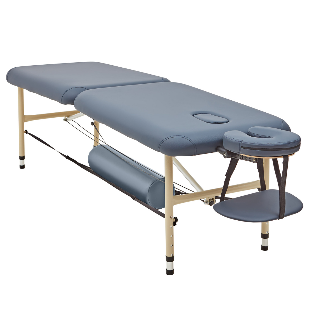 Massage Warehouse Advantage 10.5kg Portable Lightweight Treatment Table Couch Wood Black Navy 11