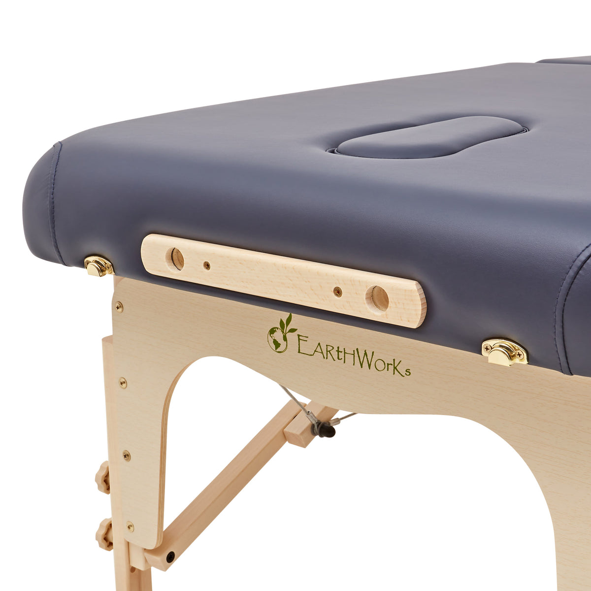 Massage Warehouse Earthworks Moco Low Height Portable Lightweight Treatment Couch Bed Wooden Navy Black Agate Blue Cream