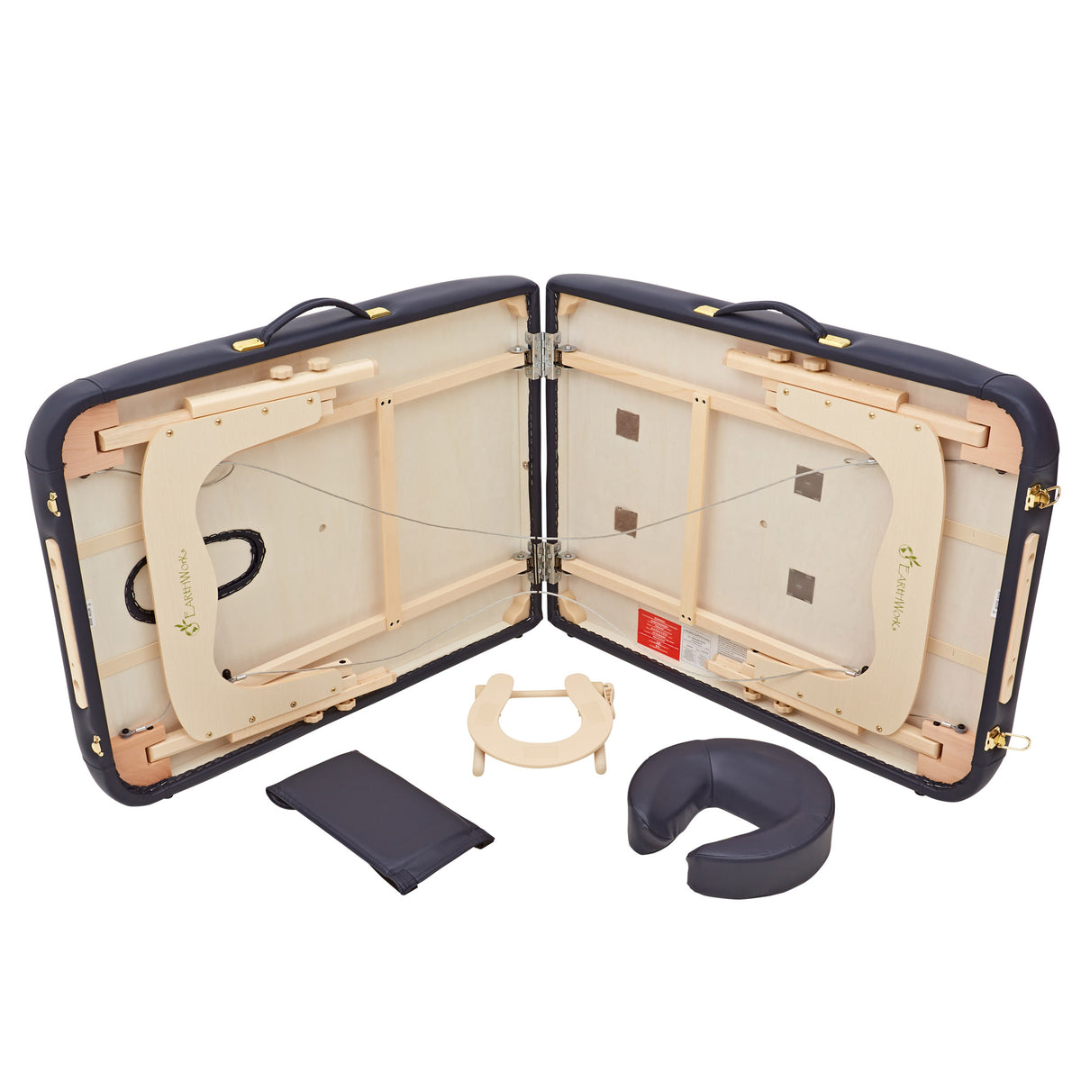 Massage Warehouse Earthworks Moco Low Height Portable Lightweight Treatment Couch Bed Wooden Navy Black Agate Blue Cream