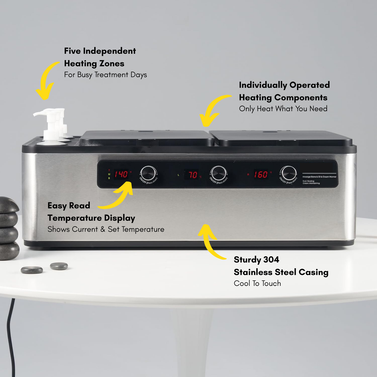 DELUXE MULTIFUNCTION HOT STONE HEATER & OIL WARMER COMBO WITH LED DISPLAY