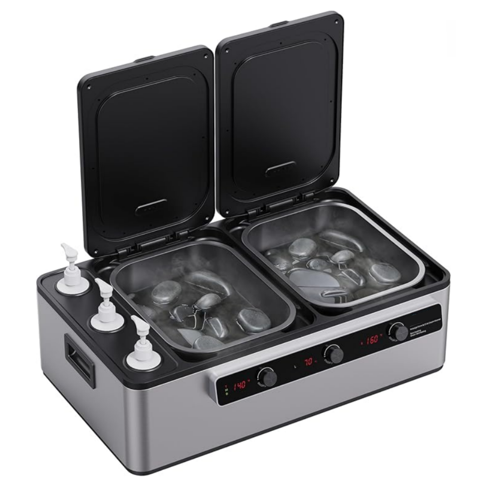 DELUXE MULTIFUNCTION HOT STONE HEATER & OIL WARMER COMBO WITH LED DISPLAY