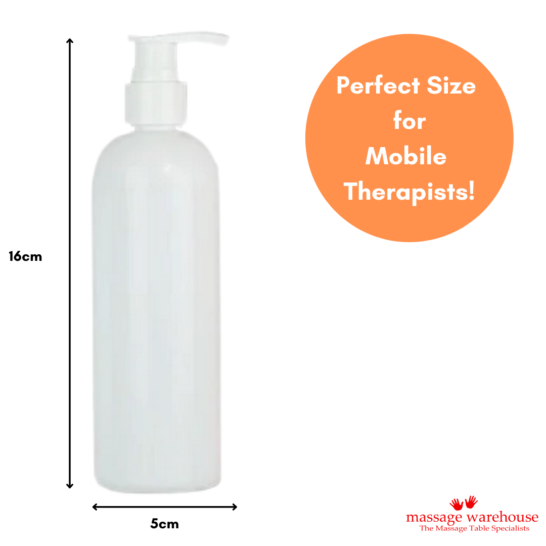 250ML SLIMLINE BOTTLE WITH PUMP -Fits our Massage Oil Warmer!