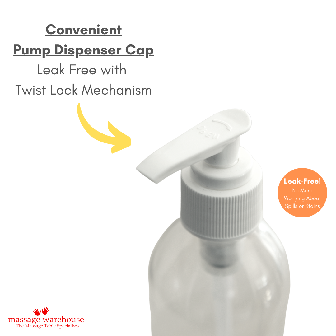 250ML SLIMLINE BOTTLE WITH PUMP -Fits our Massage Oil Warmer!