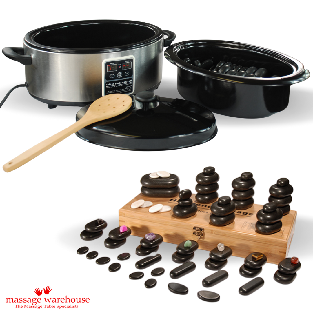 6 Quart Digital Hot Stone Heater & 64 Piece Hot Stone COMBO Set ...