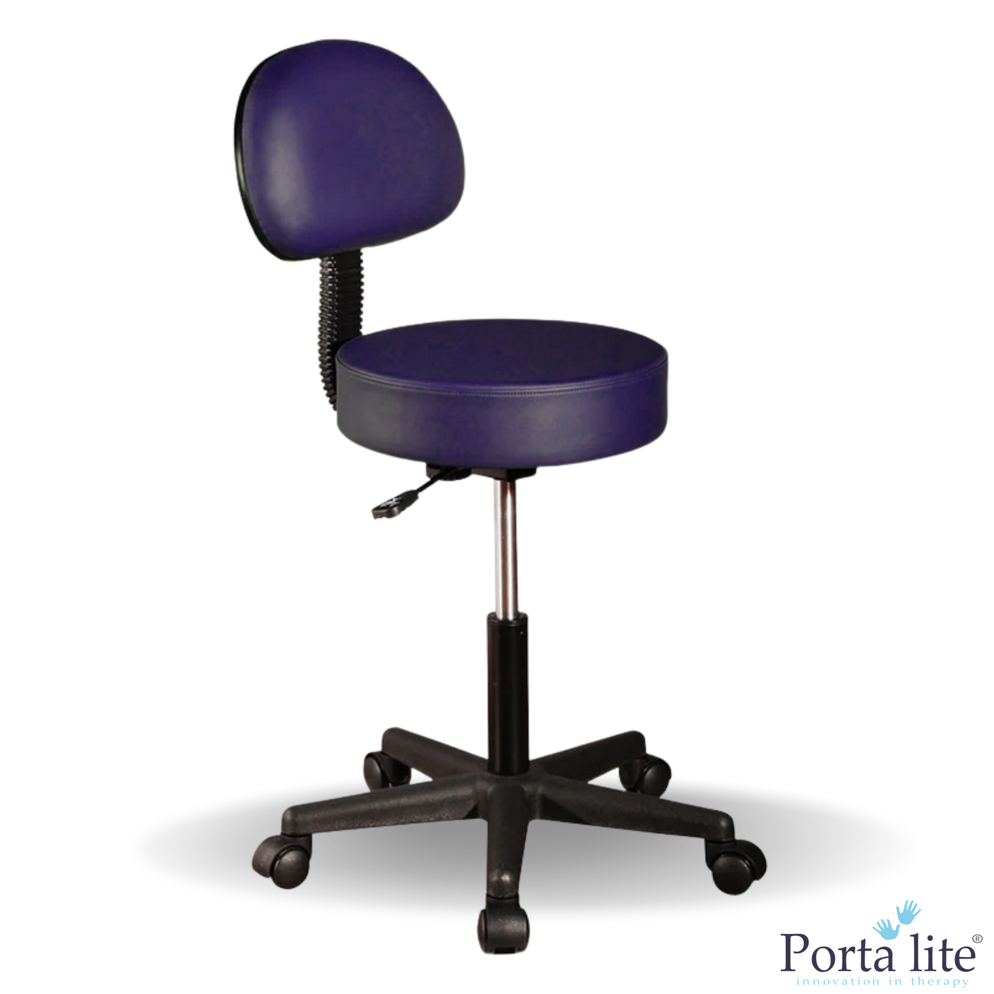 thumbnail image 2 of Black Hydraulic Rolling Stool With Backrest – Adjustable Bar/Shop/Salon Chair 2 of 4