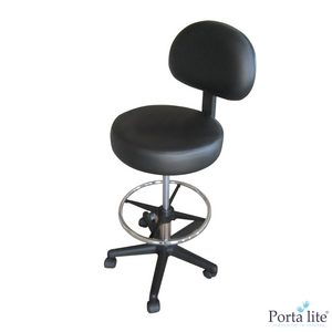 THERAPIST'S ROLLING STOOL WITH BACK & FOOT REST